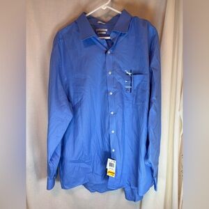 NWT Van Heusen Classic Fit WrinkleFree Pin Cord Dress Shirt Size 18.5 34-35 Blue
